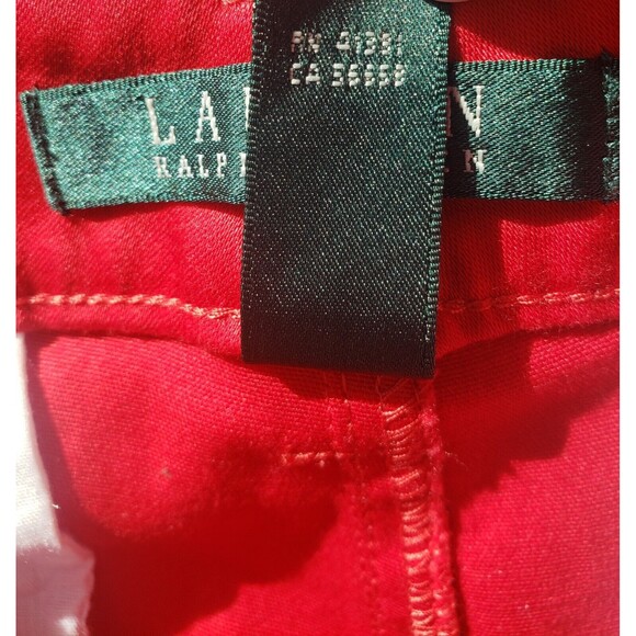 Lauren Ralph Lauren Pants 8 Womens Stretchy Red Slacks Office Preppy Holidays - Picture 7 of 16